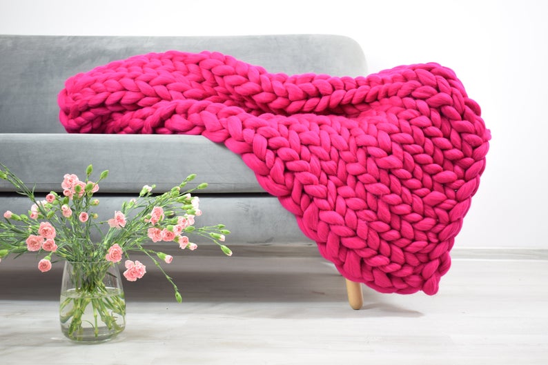 Chunky Knit Blanket - Classic Pattern